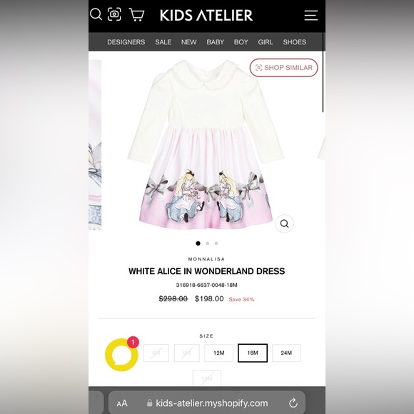 NWT! Monnalisa Ivory & pink Disney Alice & Wonderland dress! Hard to find! - Picture 7 of 7